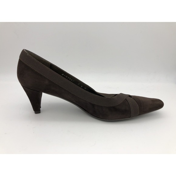 Stuart Weitzman Women's Size‎ 7.5 M Brown Suede Kitten Heels Cross Straps Spain - Picture 4 of 10